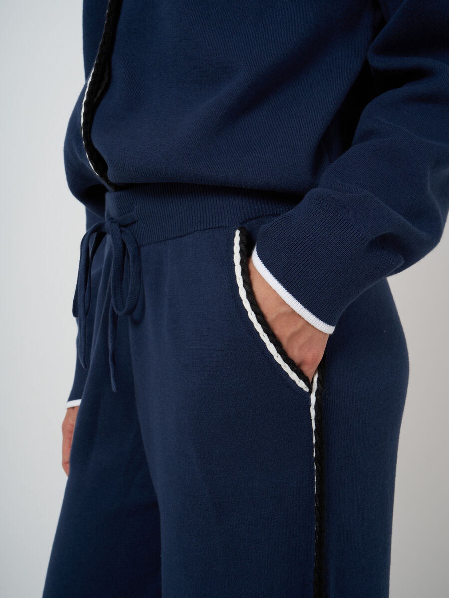 Wide-leg knit pants in cotton blend image number 1