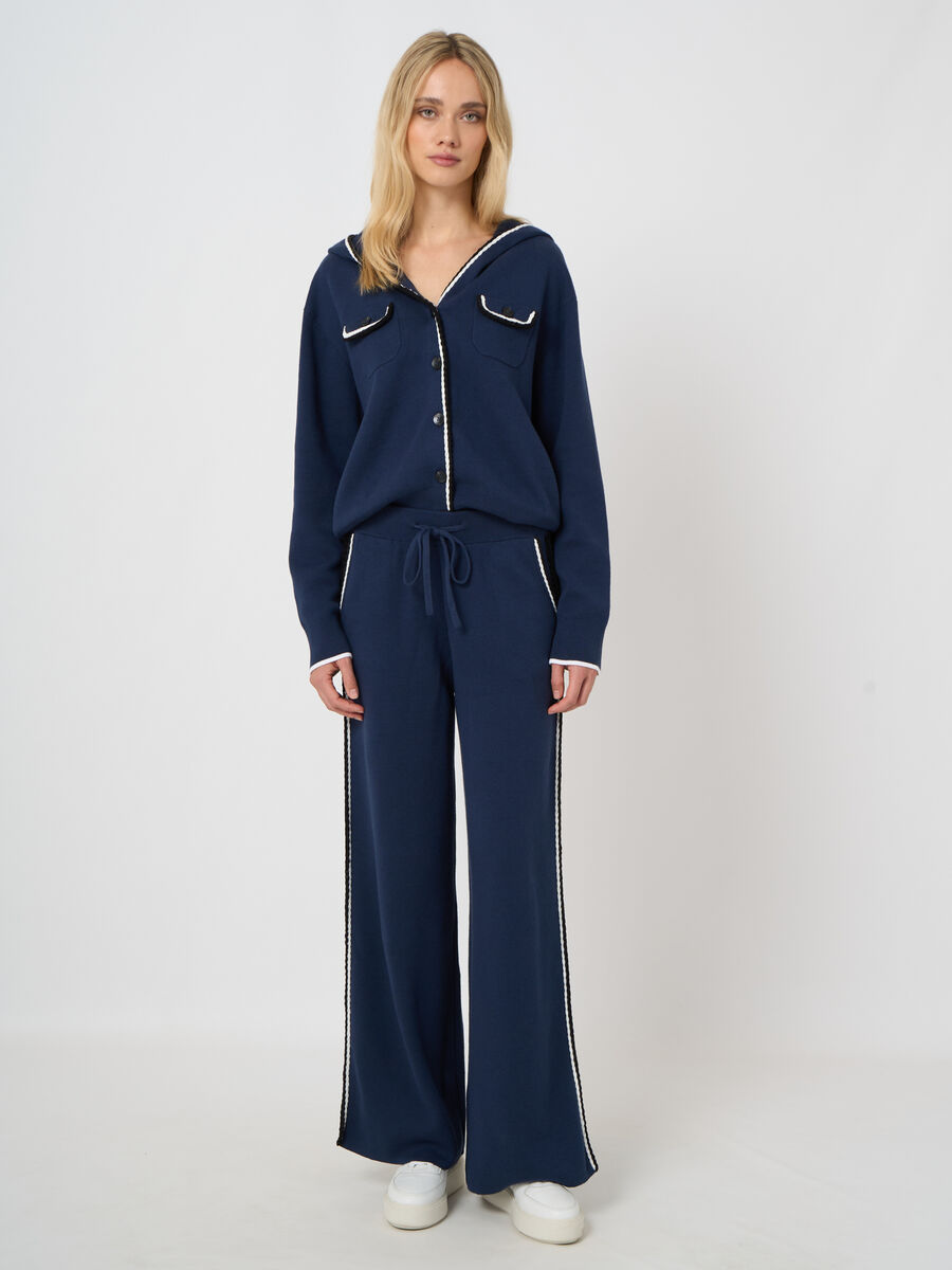 Wide-leg knit pants in cotton blend image number 2