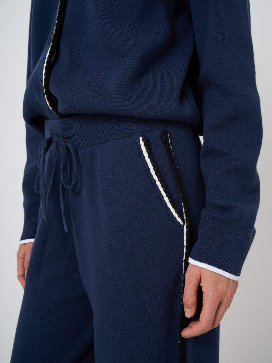 Wide-leg knit pants in cotton blend image number 4