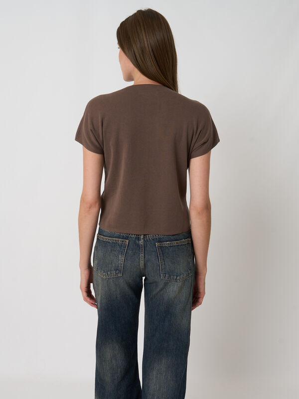 Cropped trui van 100% katoen met strik voor image number 6