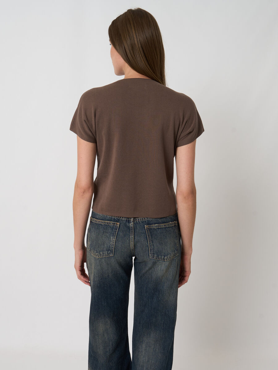 100% cotton tie-front sweater image number 6