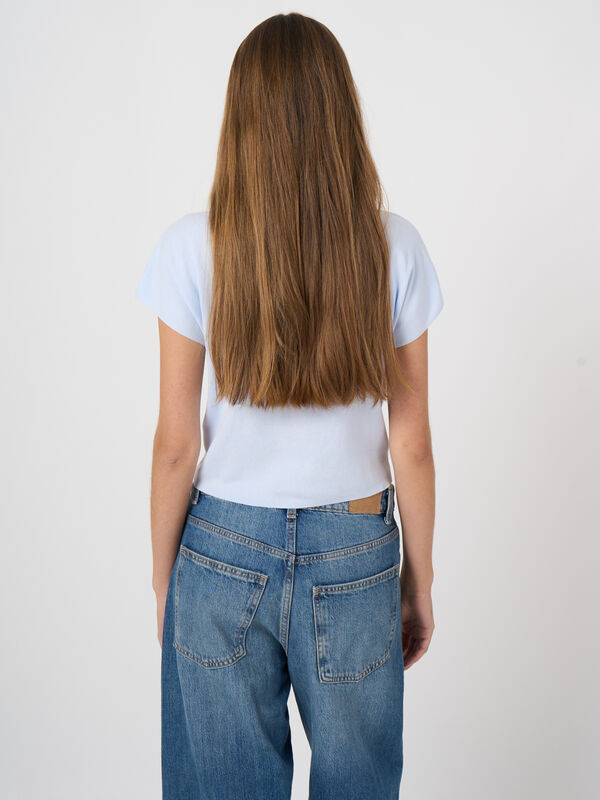 Cropped-Pullover aus 100 % Baumwolle mit Bindeband vorn image number 5