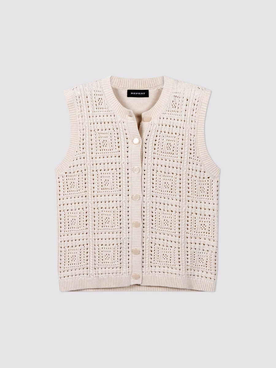 Pointelle knit cotton vest image number 0