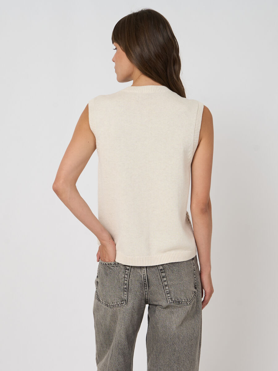 Pointelle knit cotton vest image number 5