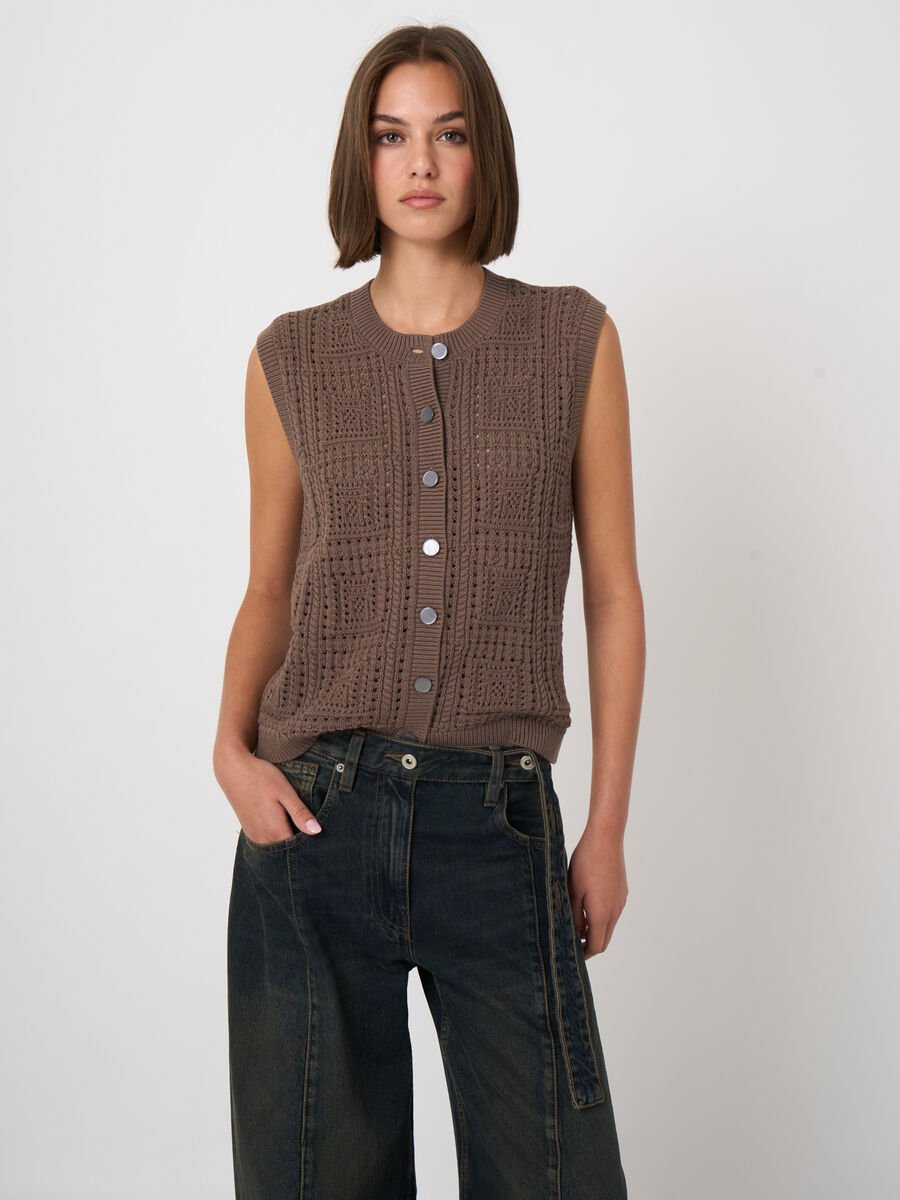 Pointelle-Strickweste aus 100% Baumwolle image number 0