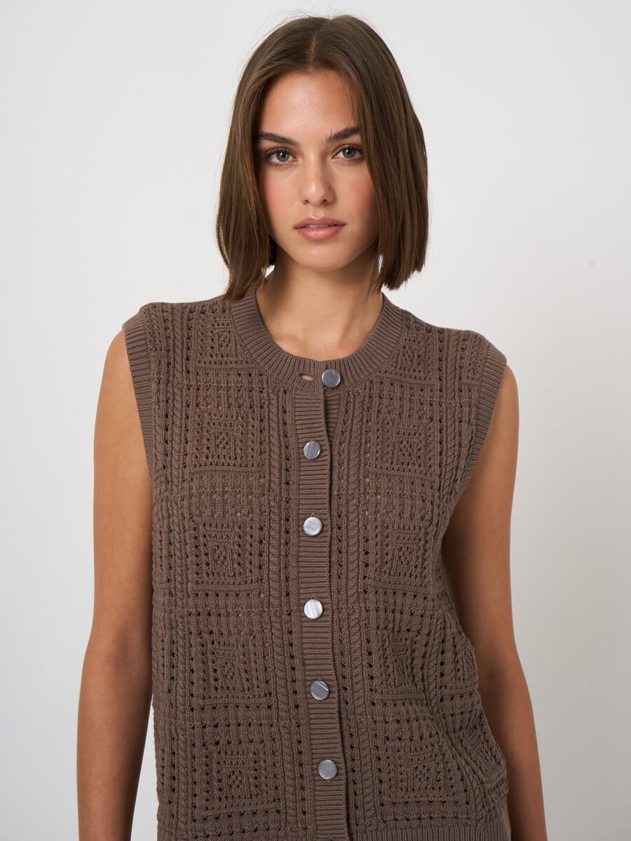 Pointelle-Strickweste aus 100% Baumwolle image number 2
