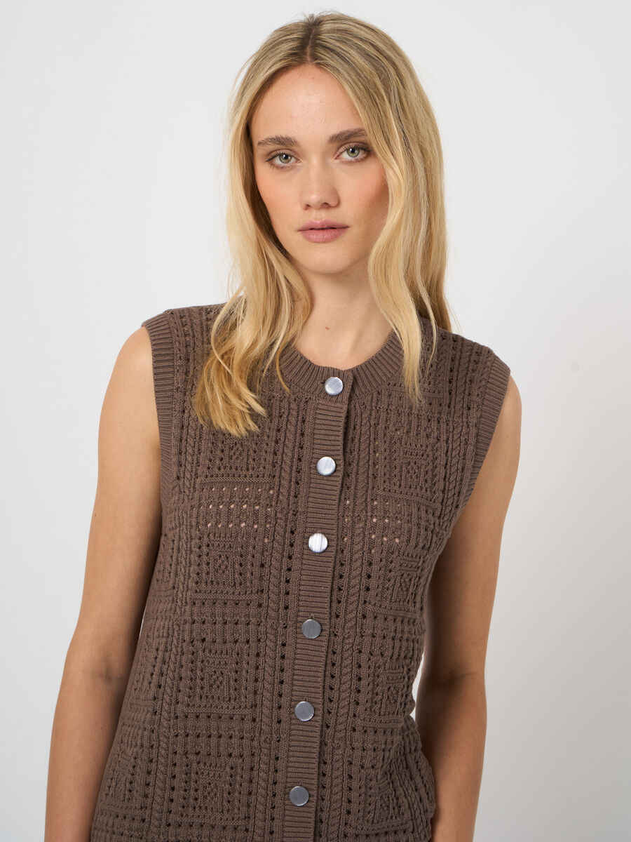 Pointelle knit cotton vest image number 3