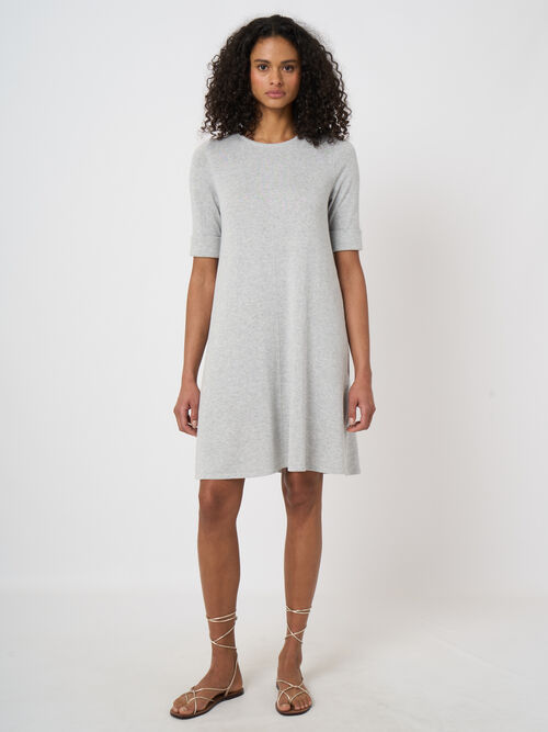 Robe trap&egrave;ze en maille fine coton m&eacute;lang&eacute;