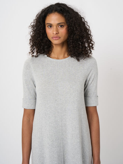 Robe trap&egrave;ze en maille fine coton m&eacute;lang&eacute;