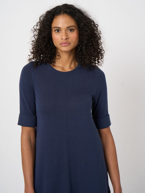 Robe trap&egrave;ze en maille fine coton m&eacute;lang&eacute;