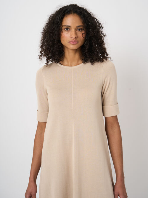 Robe trap&egrave;ze en maille fine coton m&eacute;lang&eacute;