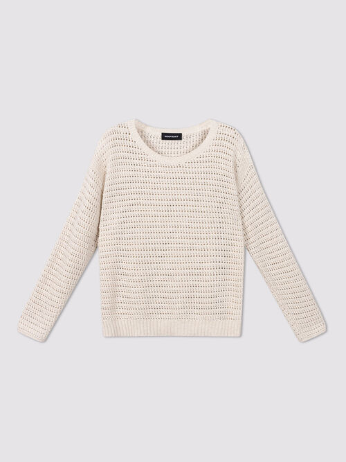 Pull en coton ajour&eacute;, col bateau