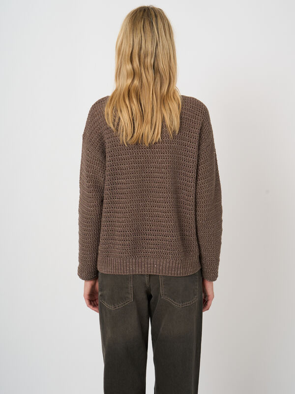 Cotton pointelle boat-neck sweater image number 3