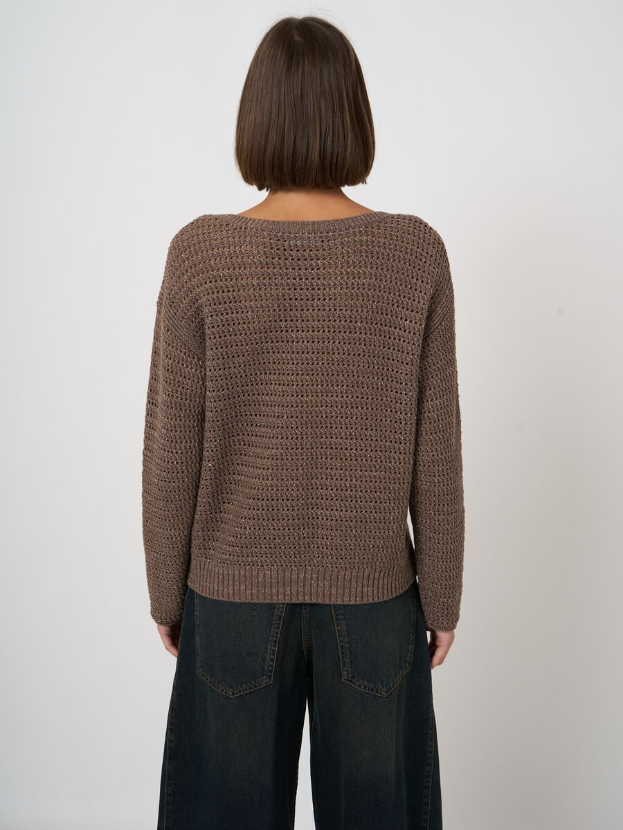 Ajour-Baumwollpullover mit Bootsausschnitt image number 3