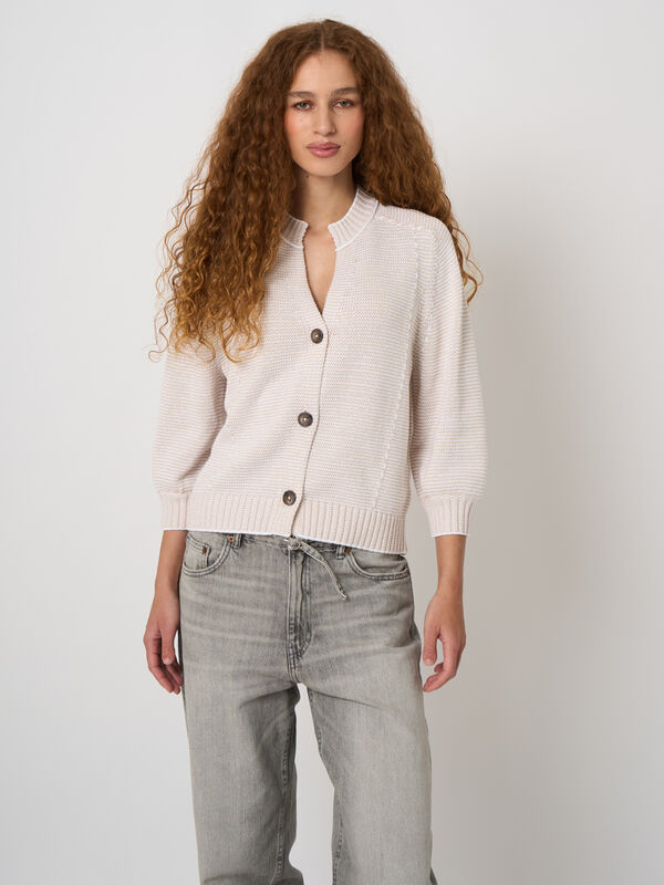 Two-tone cotton stripe cardigan image number 2