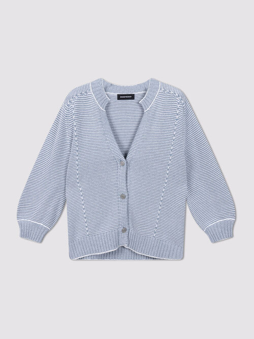 Two-tone cotton stripe cardigan