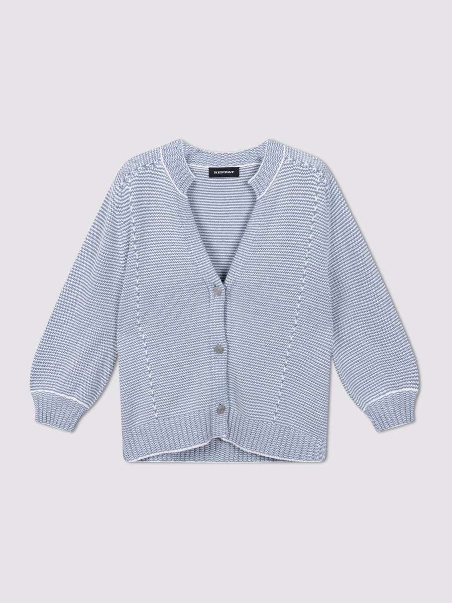 Two-tone cotton stripe cardigan image number 0