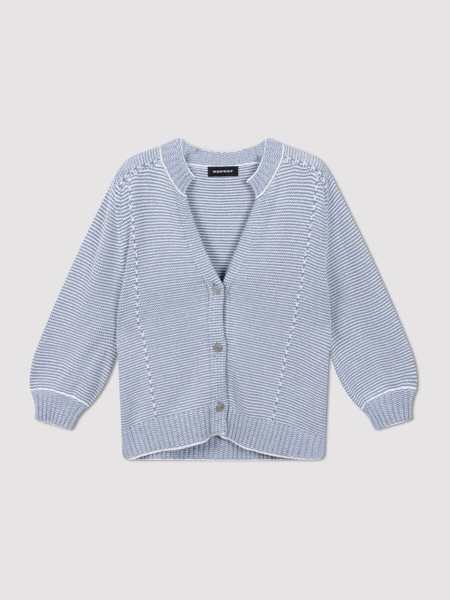 Two-tone cotton stripe cardigan image number 1