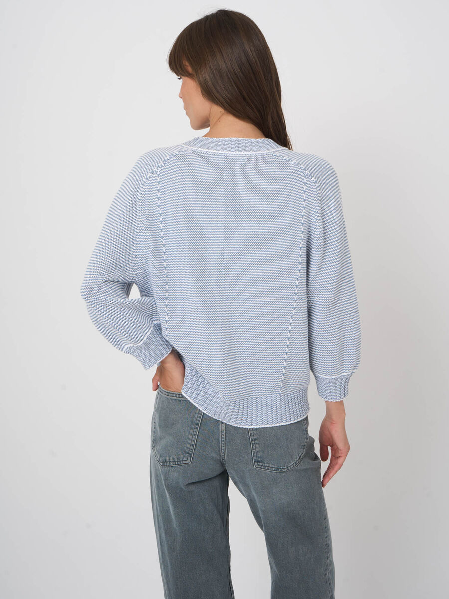 Two-tone cotton stripe cardigan image number 5