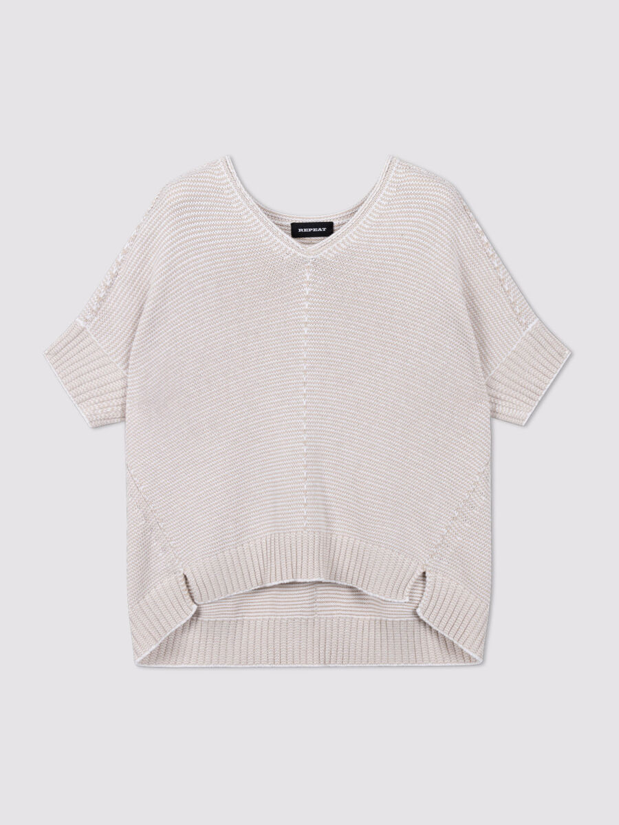 Poncho en maille de coton &agrave; col V image number 3