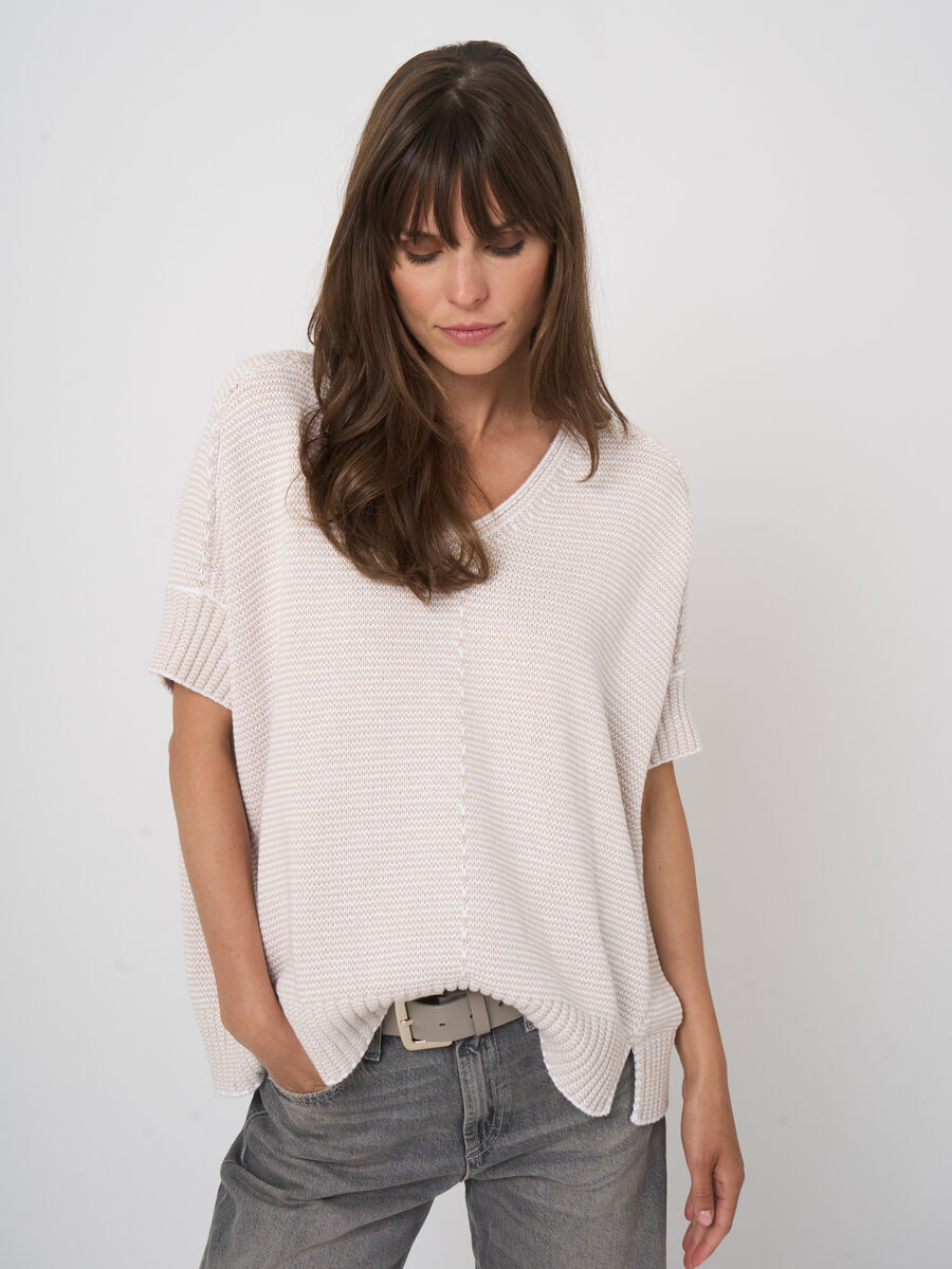 Poncho en maille de coton &agrave; col V image number 8