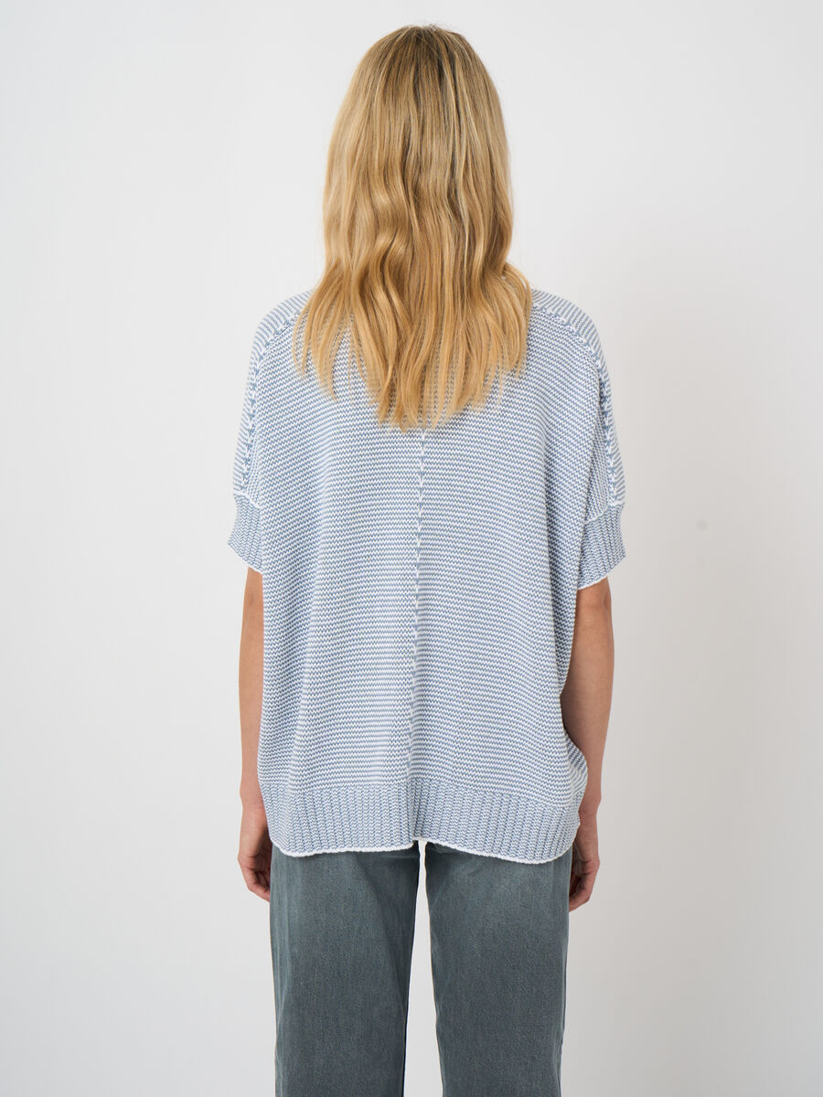 Poncho en maille de coton &agrave; col V image number 4