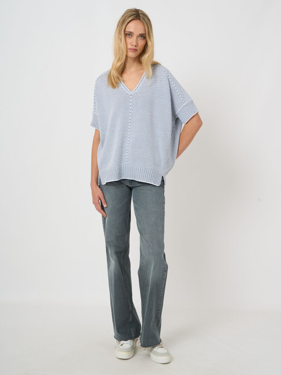 Poncho en maille de coton &agrave; col V image number 5