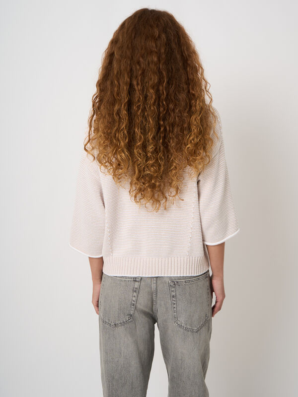 Gestreifter Baumwollpullover mit Bootsausschnitt image number 3