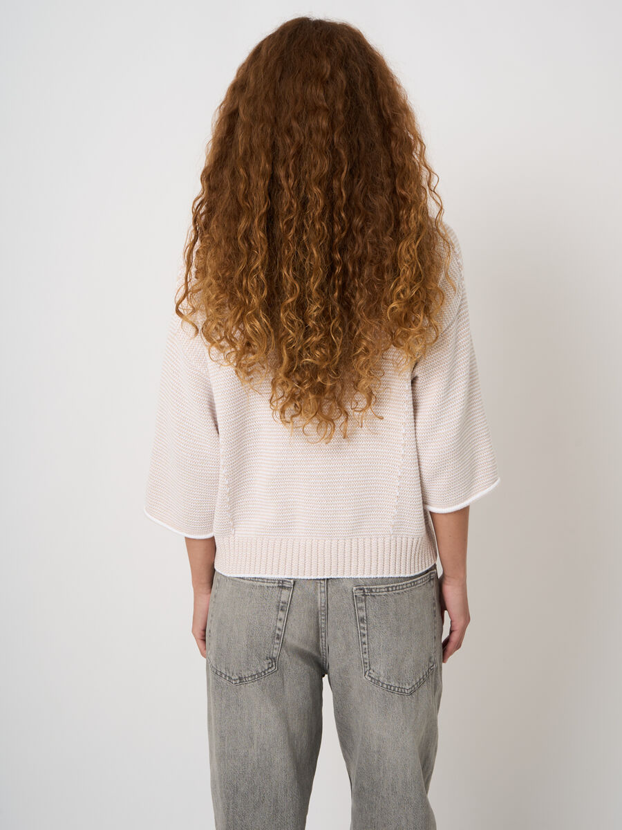 Striped cotton boat neck sweater image number 3