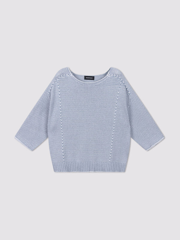 Striped cotton boat neck sweater image number 4