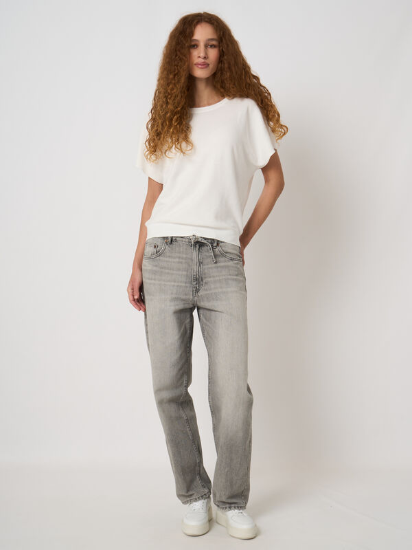 Superfine cotton boat-neck sweater image number 1