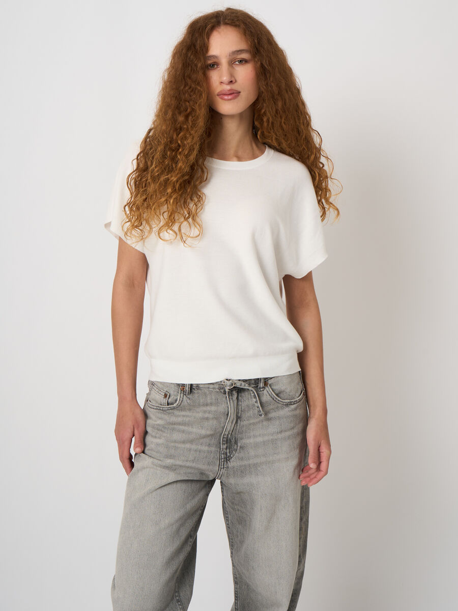 Superfine cotton boat-neck sweater image number 3