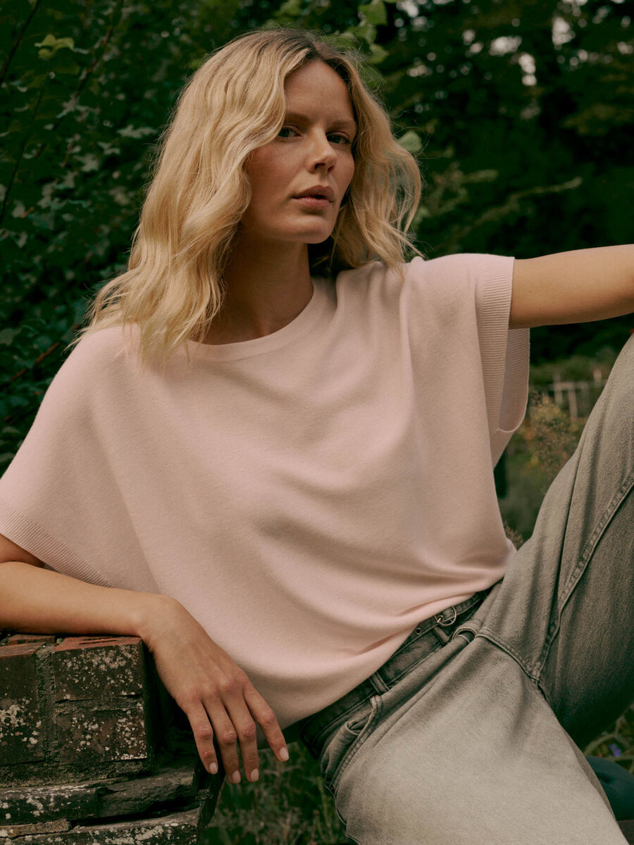 Superfine cotton boat-neck sweater image number 0