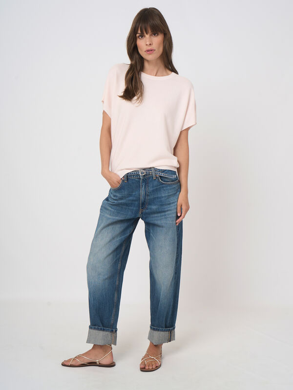 Superfine cotton boat-neck sweater image number 2