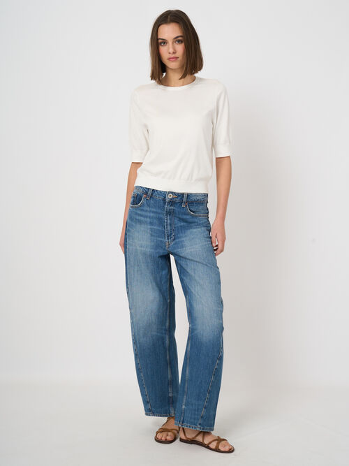 Pull en coton superfin &agrave; manches courtes