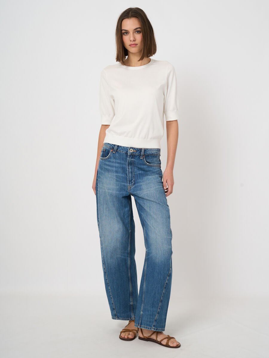 Pull en coton superfin &agrave; manches courtes image number 0