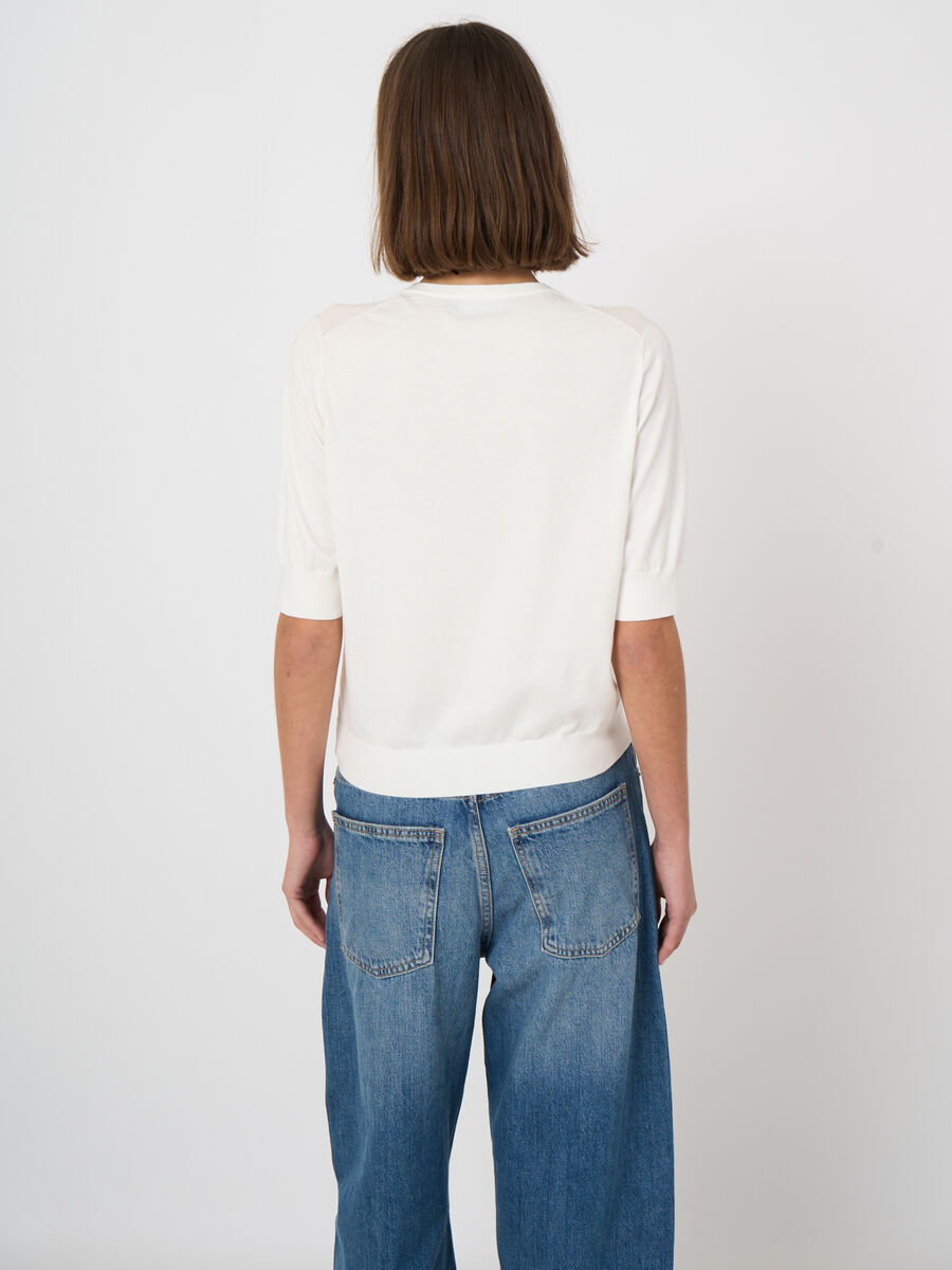 Pull en coton superfin &agrave; manches courtes image number 2