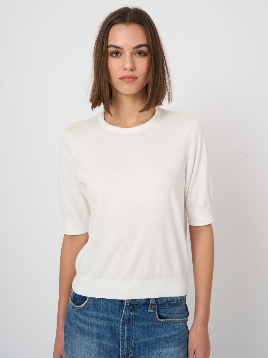 Pull en coton superfin &agrave; manches courtes image number 3