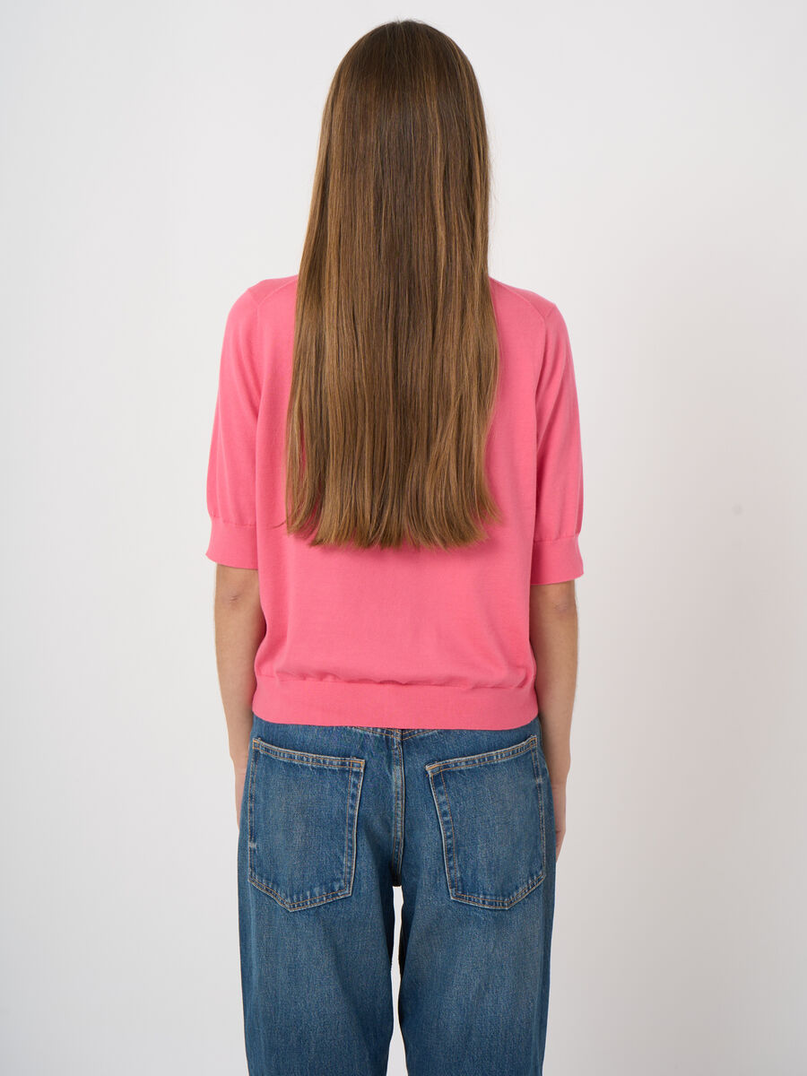 Pull en coton superfin &agrave; manches courtes image number 3