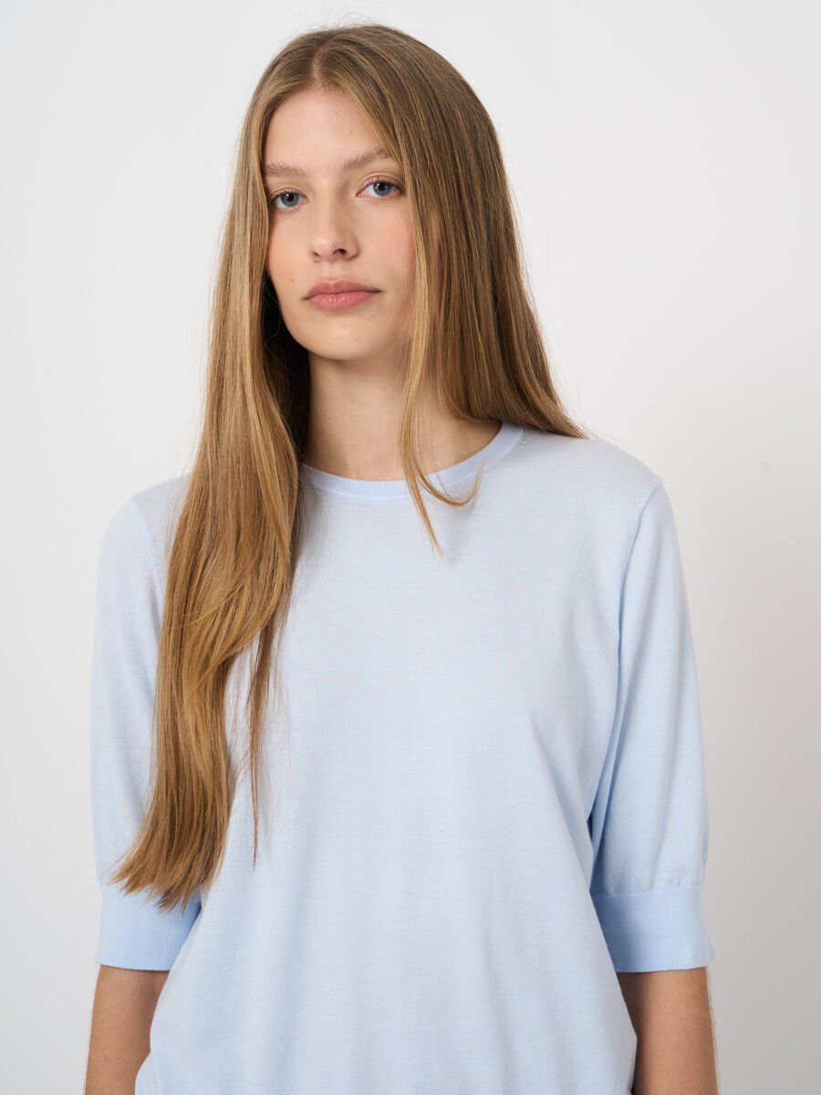 Pull en coton superfin &agrave; manches courtes image number 0