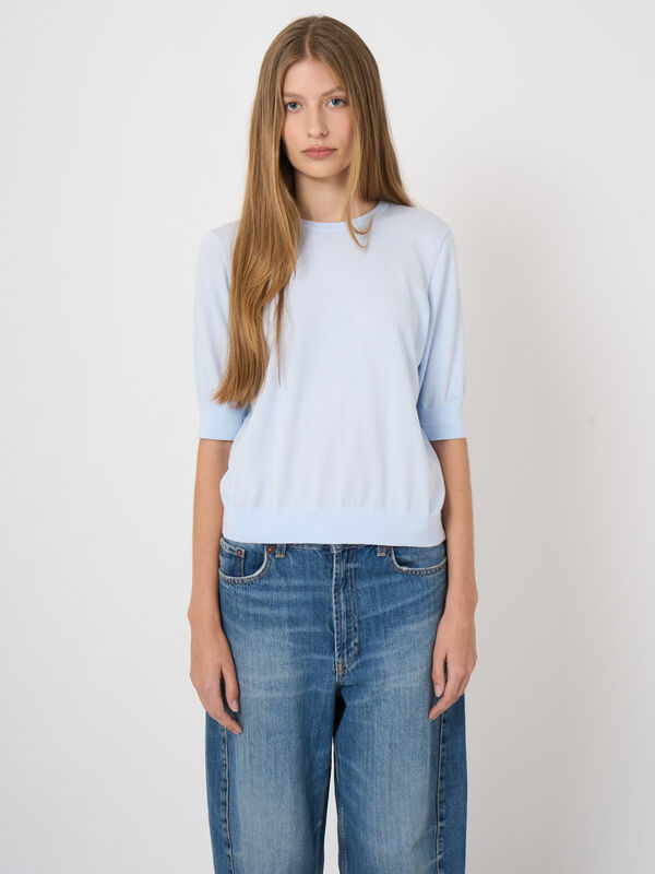 Superfine cotton short-sleeved sweater image number 1