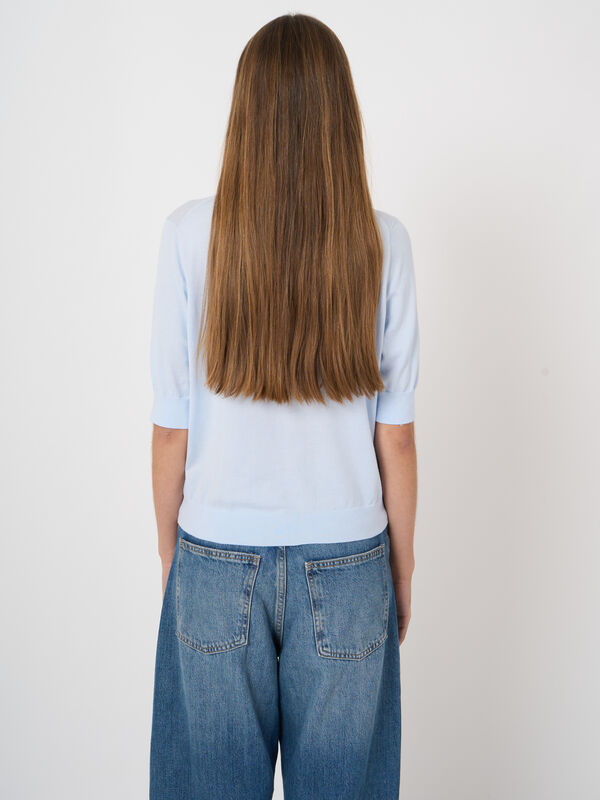 Superfine cotton short-sleeved sweater image number 3