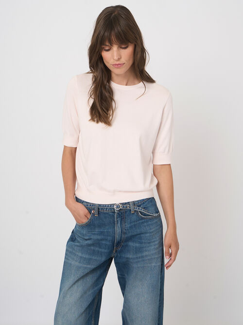 Pull en coton superfin &agrave; manches courtes