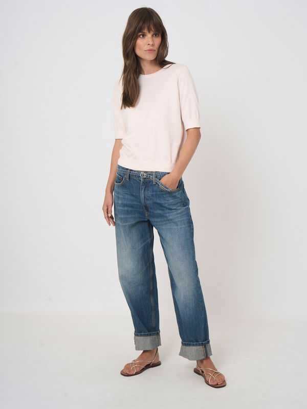 Pull en coton superfin &agrave; manches courtes image number 2