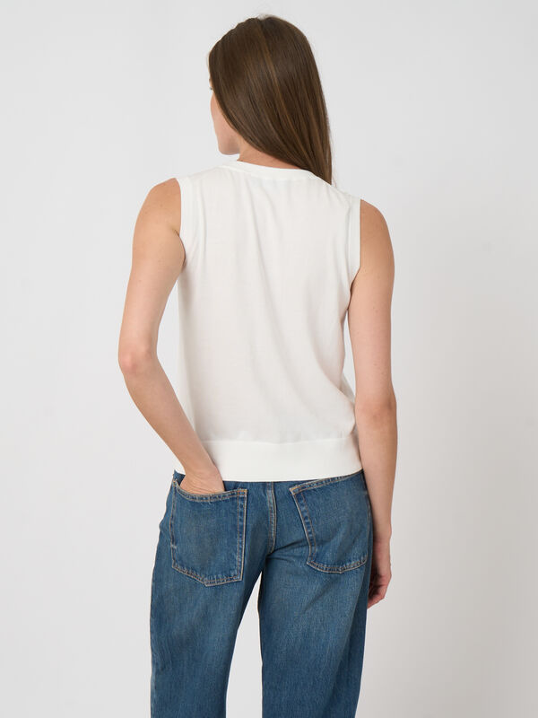 Mouwloze top van superfijne katoen image number 4