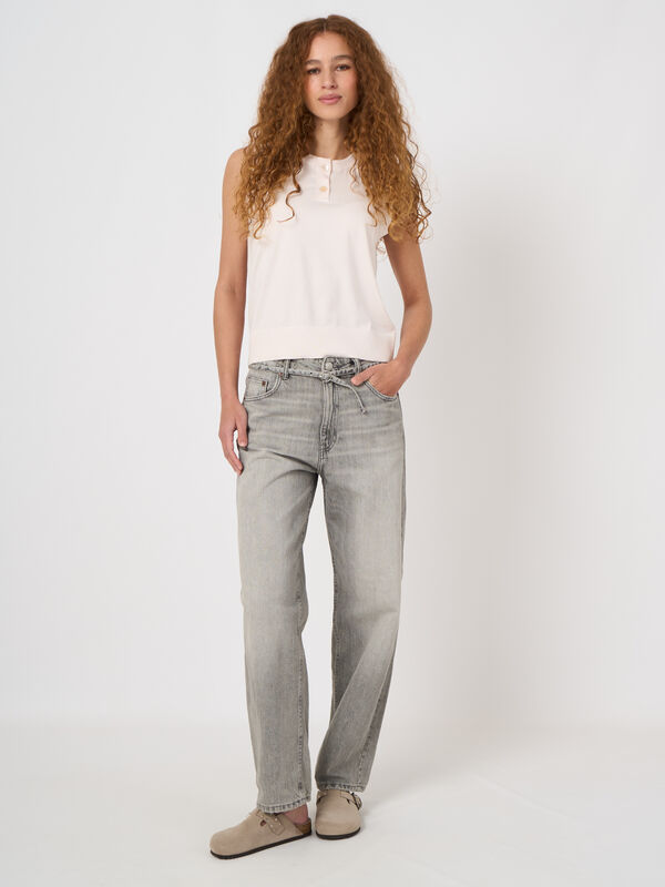 Superfine cotton sleeveless top image number 3