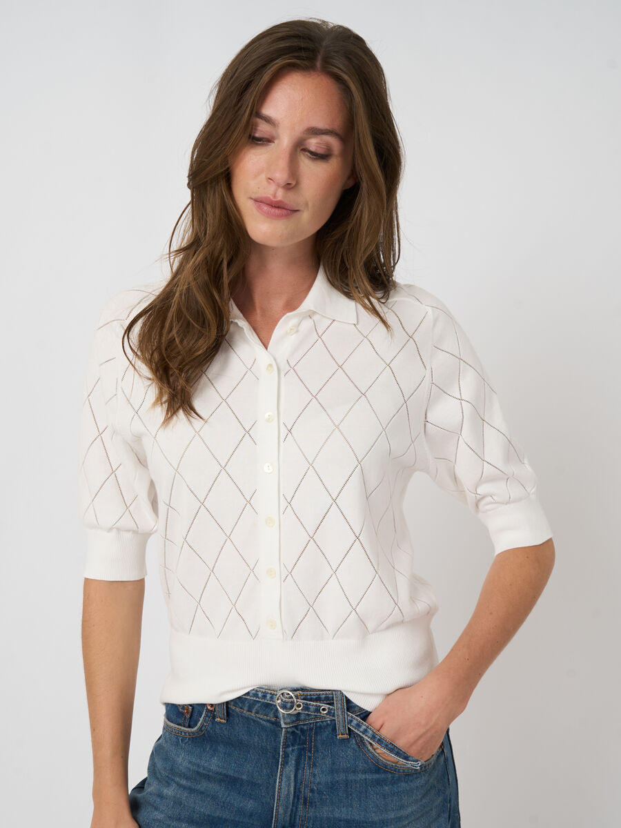 Superfine cotton polo knit image number 1