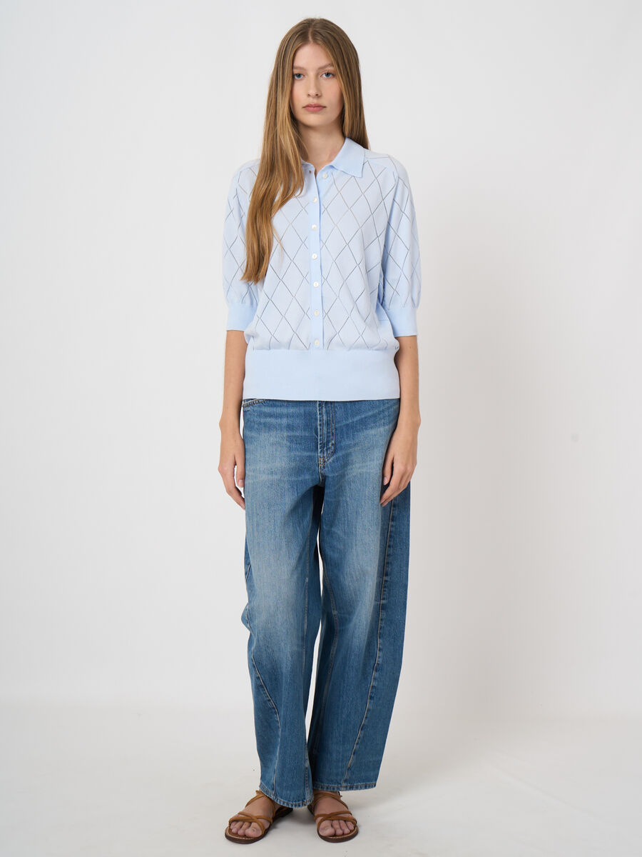 Superfine cotton polo knit image number 1