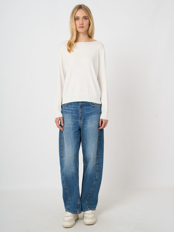 Superfeiner Baumwollpullover mit U-Boot-Ausschnitt image number 2