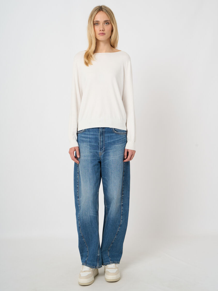 Pull col bateau en coton superfin image number 2